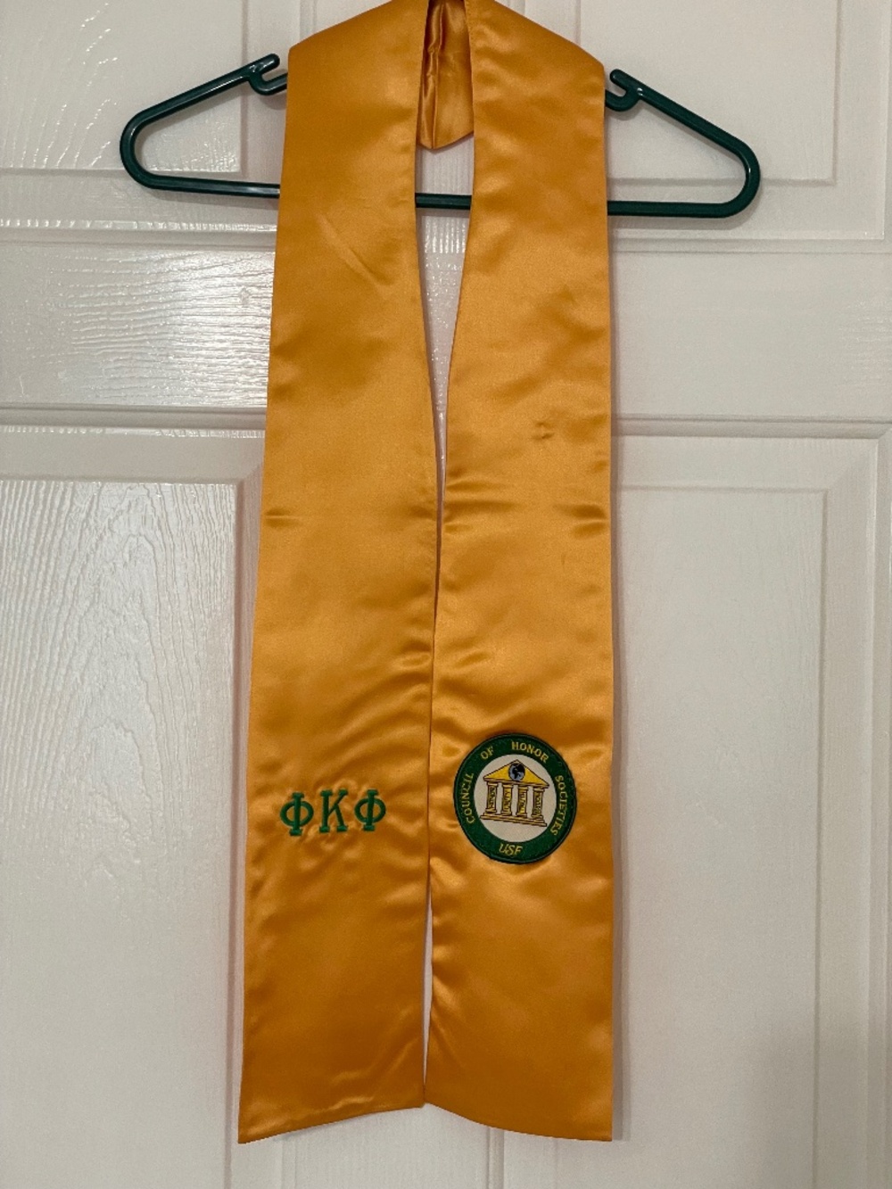 Vintage Phi Kappa Phi USF Graduation Stole Sash University of South Florida Gold